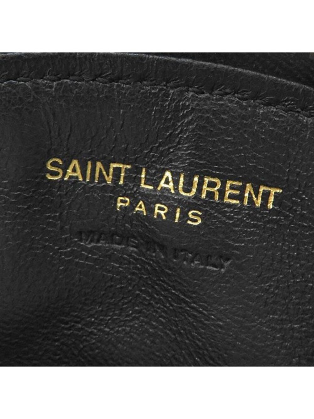 Saint Laurent Coin Case Triangle Lambskin Black Gold Purse - Picture 8 of 9